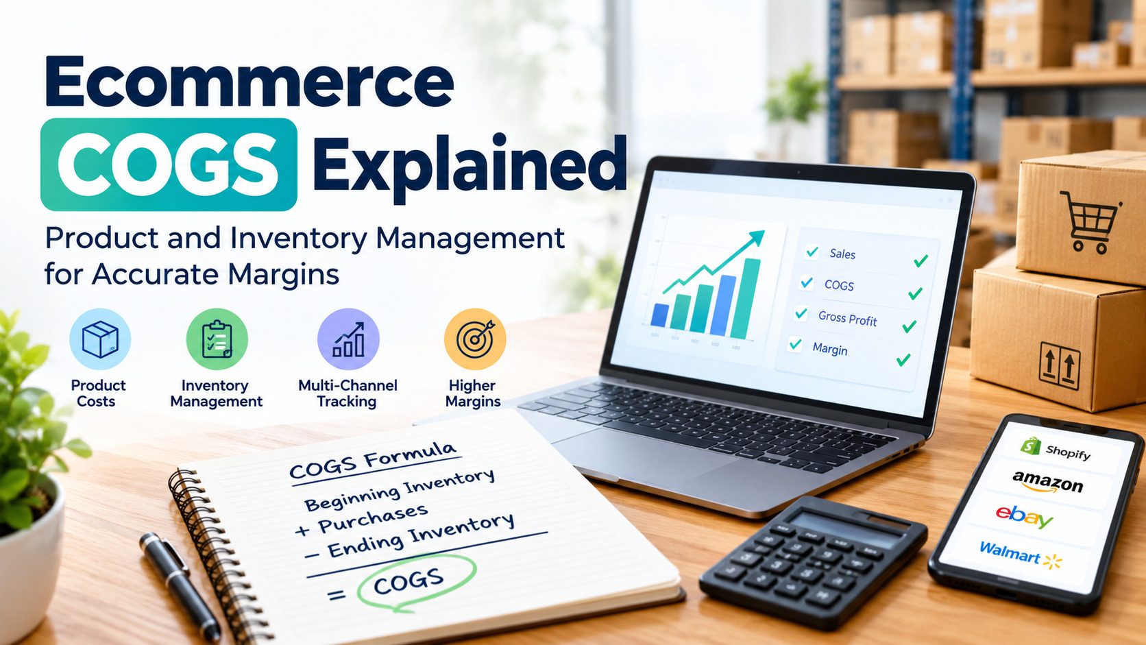 Ecommerce COGS explained with product and inventory management, COGS formula, inventory tracking, and gross margin analysis for accurate ecommerce profitability.