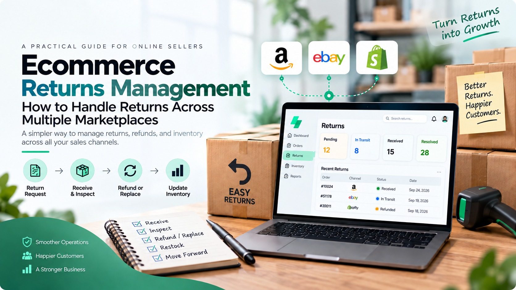ecommerce returns management, multi channel returns management, Amazon returns management, eBay returns management, Shopify returns management, ecommerce return process