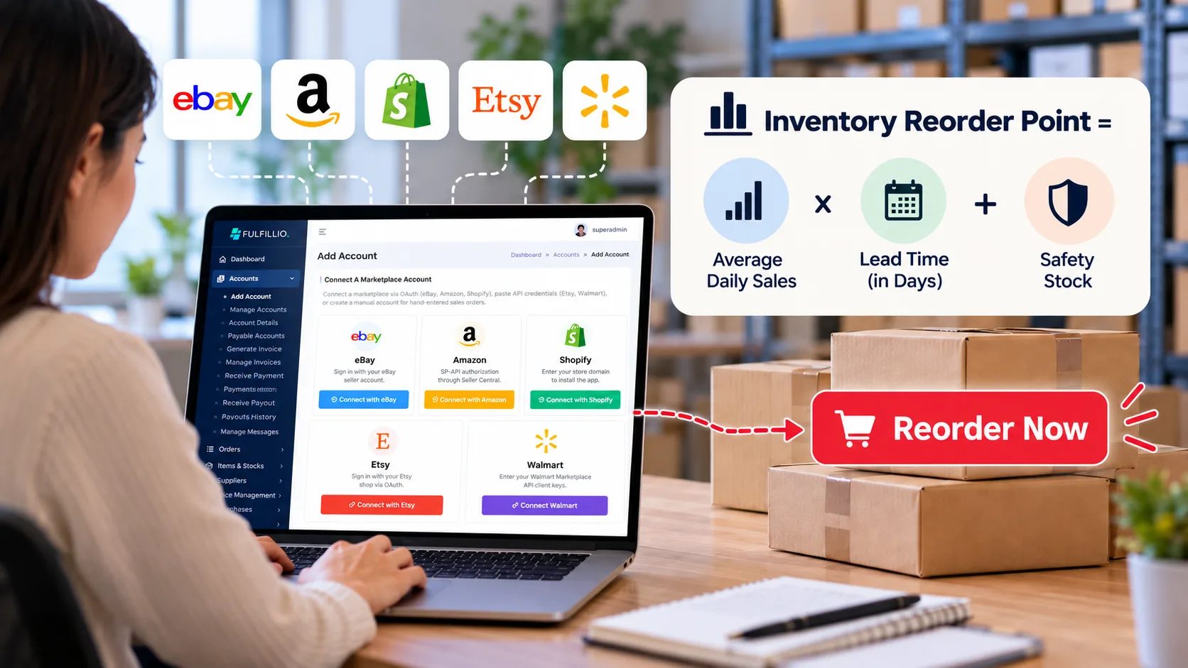 Inventory Reorder Point for Ecommerce Stock Dashboard